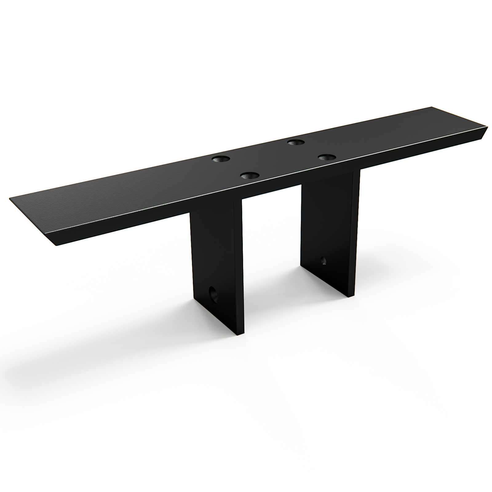 Knee wall Countertop Bracket provides countertop support on both sides of the knee wall by straddling the wall and providing cantilevered support on both sides.