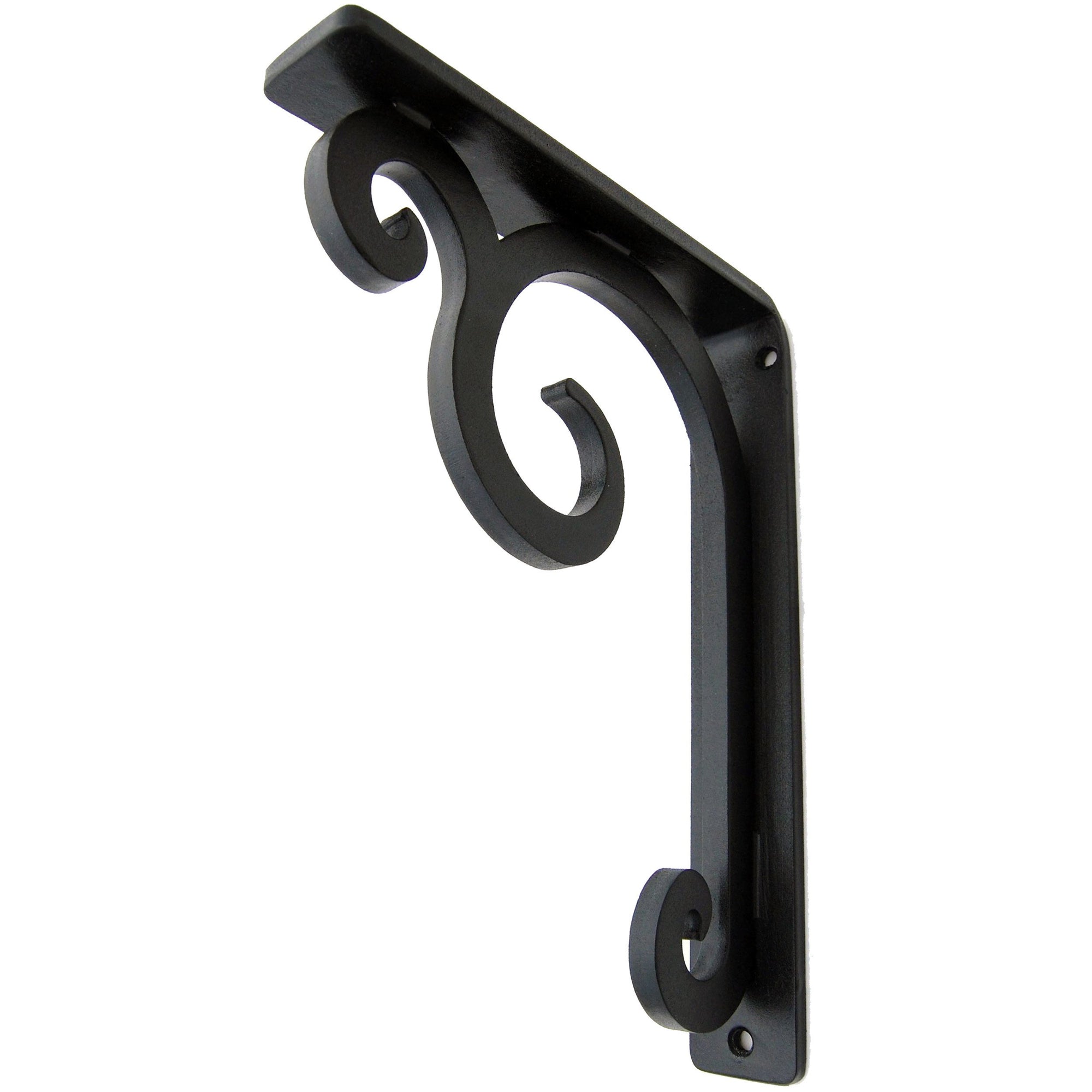 This is our Keaton Iron Shelf Bracket with a rich black iron finish.