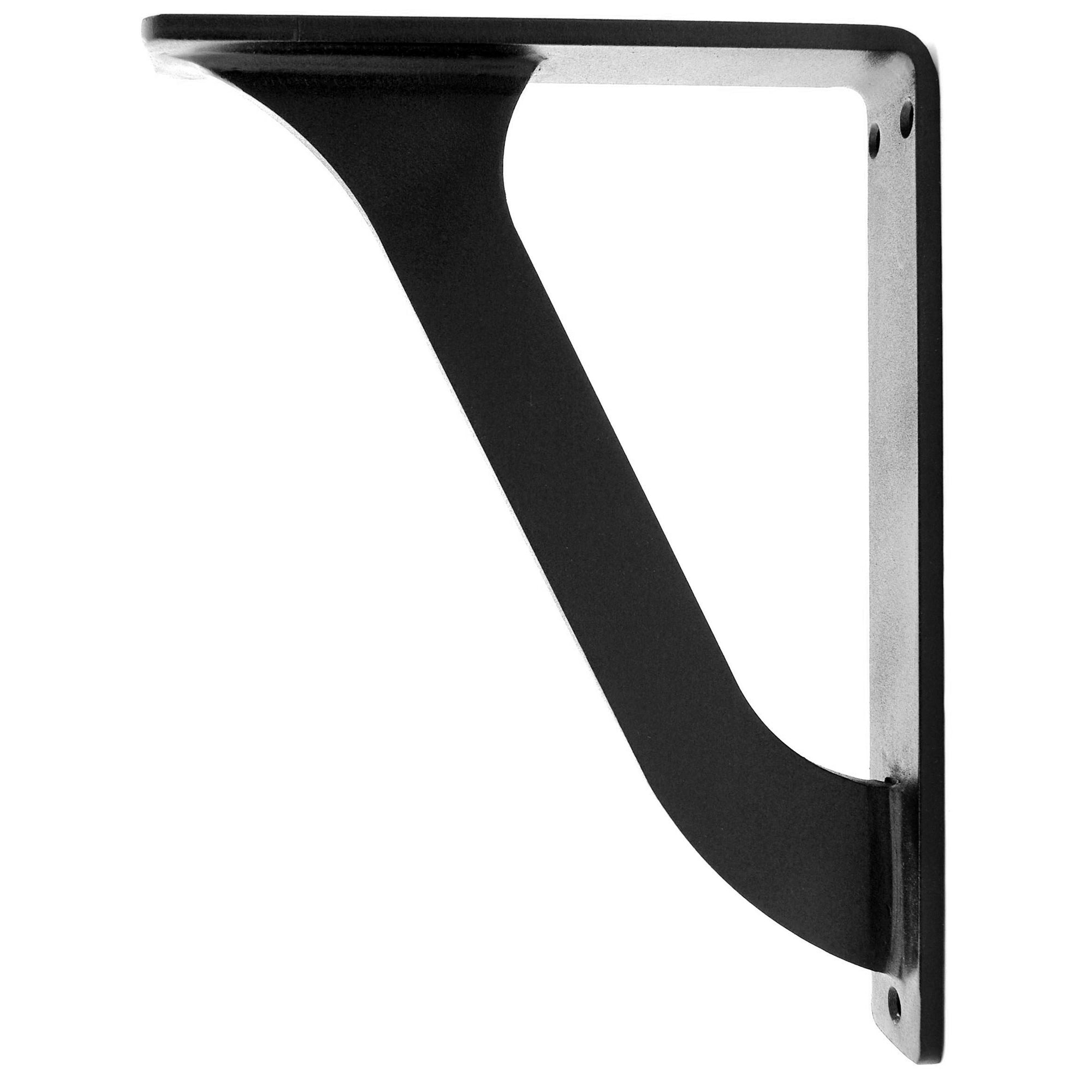 Our Portland Iron Shelf Bracket with black iron finish a shelf bracket available in 3 bracket sizes and 7 custom iron finishes