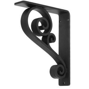 Pictured here is our 2-inch wide Classic Scroll Iron Corbel with Black Iron finish