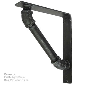 Pictured is the 2-inch wide Industrial Iron Corbel with Aged Pewter Iron Finish